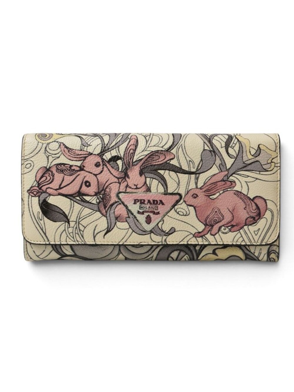 Prada Wallet James Jean Rabbit Print Gray Scarf Collaboration Art Design
